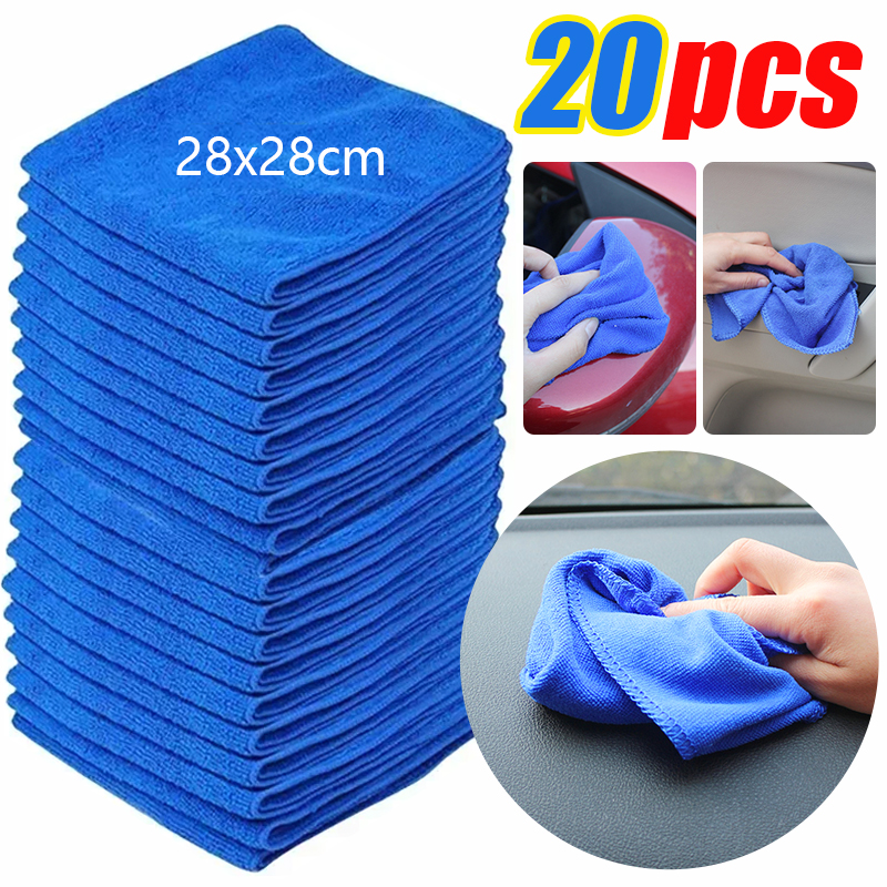 NEW Car Wash Blue Drying ClothTowel Household Cleaning Cloths AutoDetailing Polishing Cloth Home CleanTools Universal 28x28cm
