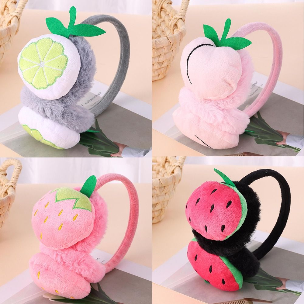 New Plush Women Earmuffs Cold Protection Soft Earflaps Fruit Series Ear Warmer for Autumn And Winter