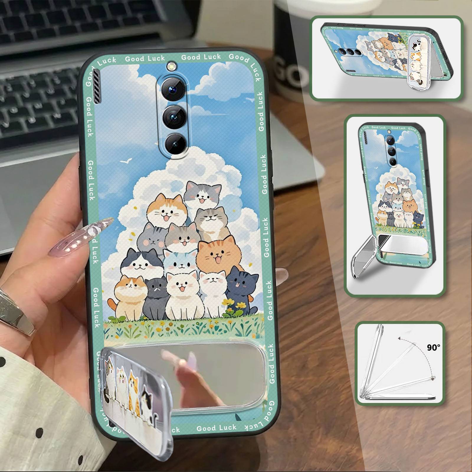 Embroidery Shockproof Phone Case For ZTE Nubia Red Magic8 Pro/8S Pro/8pro+/8S pro+ Kickstand Protective Cartoon 3D Plush