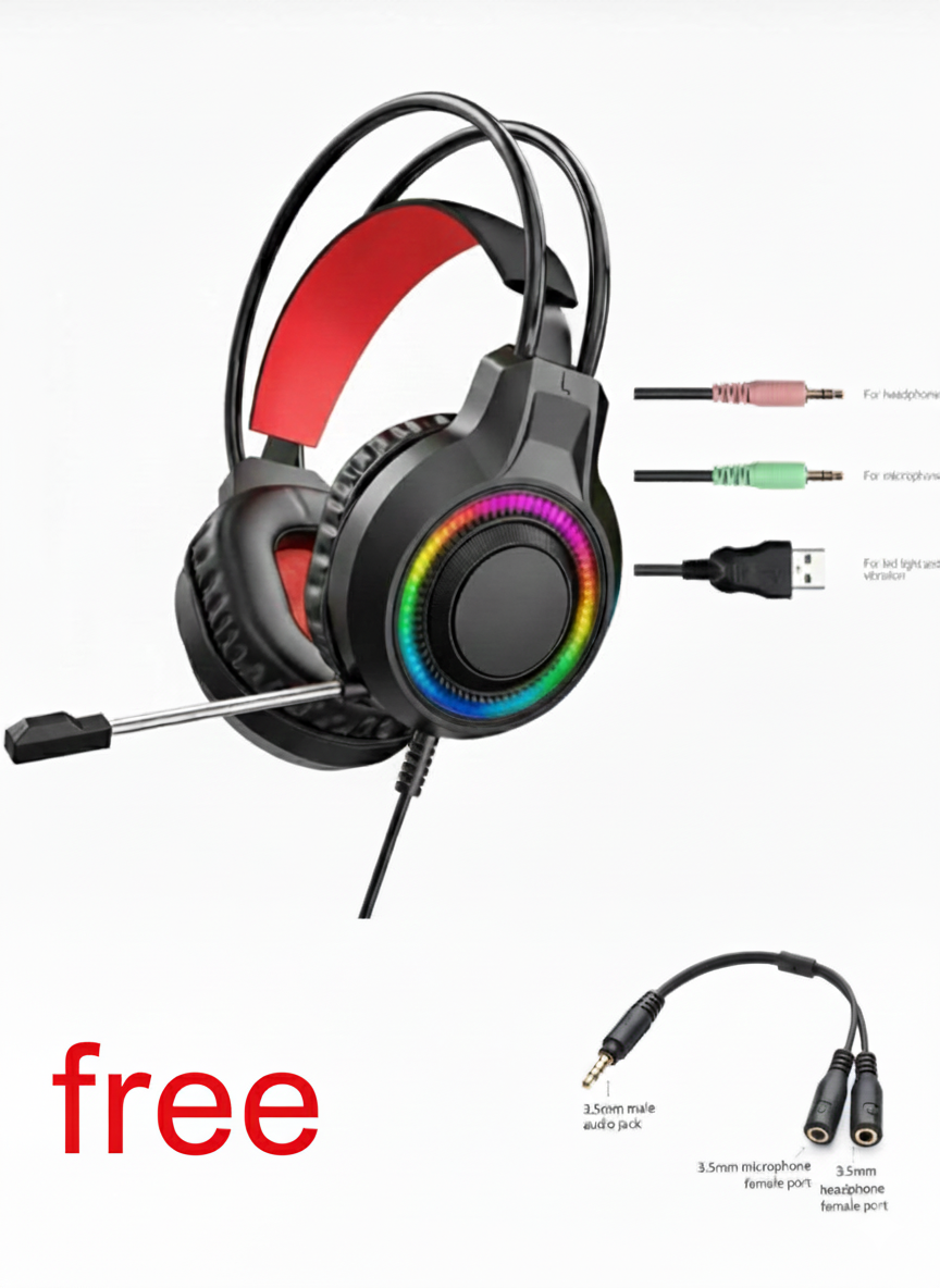 MISDE V6S RGB Lighting Gaming Stereo Headphone Headset Built-In Microphone And Volume Control Gamer Headset Support Wired 3.5mm Port.