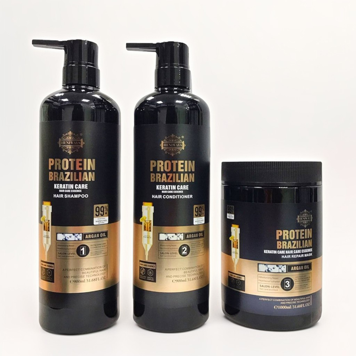 Brazilian Protein Keratin Care Hair Shampoo/Conditioner and treatment Combo Pack 900ml Each-
