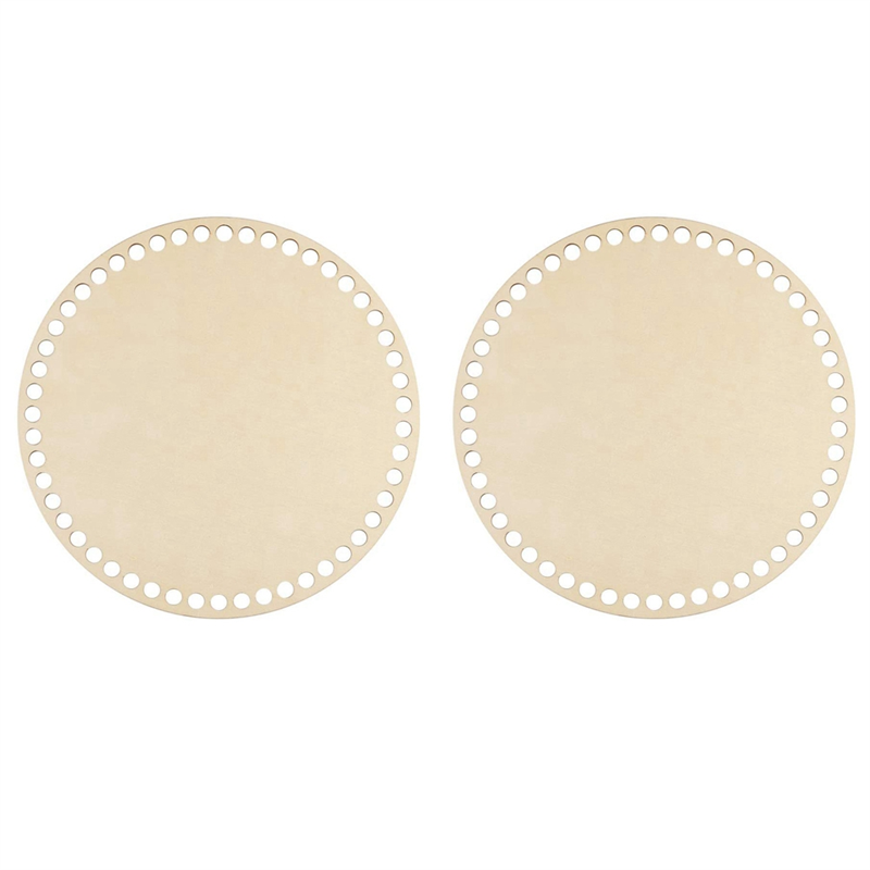 NAMUNY 2Pcs 20cm Natural Wooden Basket Bottom with Hole,Circle Blank Wood Base for DIY Knitting Crochet Bag Bottom Shaper Craft