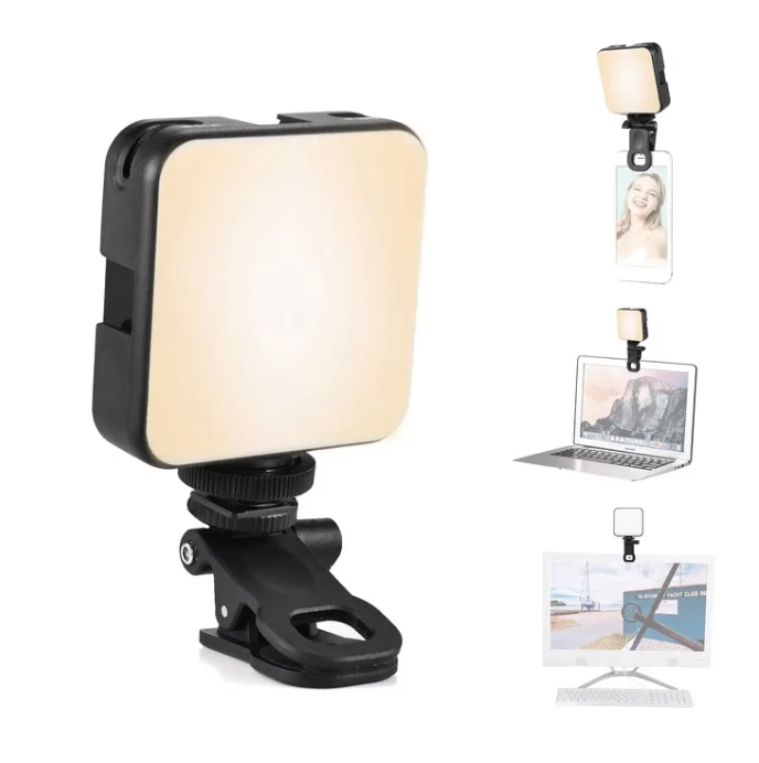 2 In 1 Features 64 LED Rechargeable Selfie Light - 5 Lighting Mode Phone Ring Light Mini Portable Clip on Fill Lights for iPhone, Cell Phone, Laptop, TikTok, Selfie, Video Conference, Camera