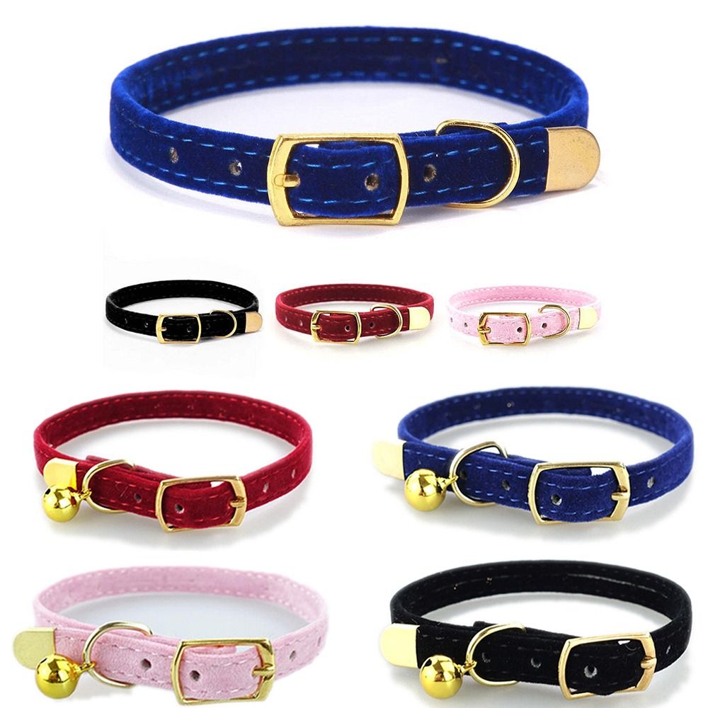 Cute Flocked Cloth Cat Collars Adjustable Durable Kitten Necklace with Or Without a Bell Cat Tie Cat Dog