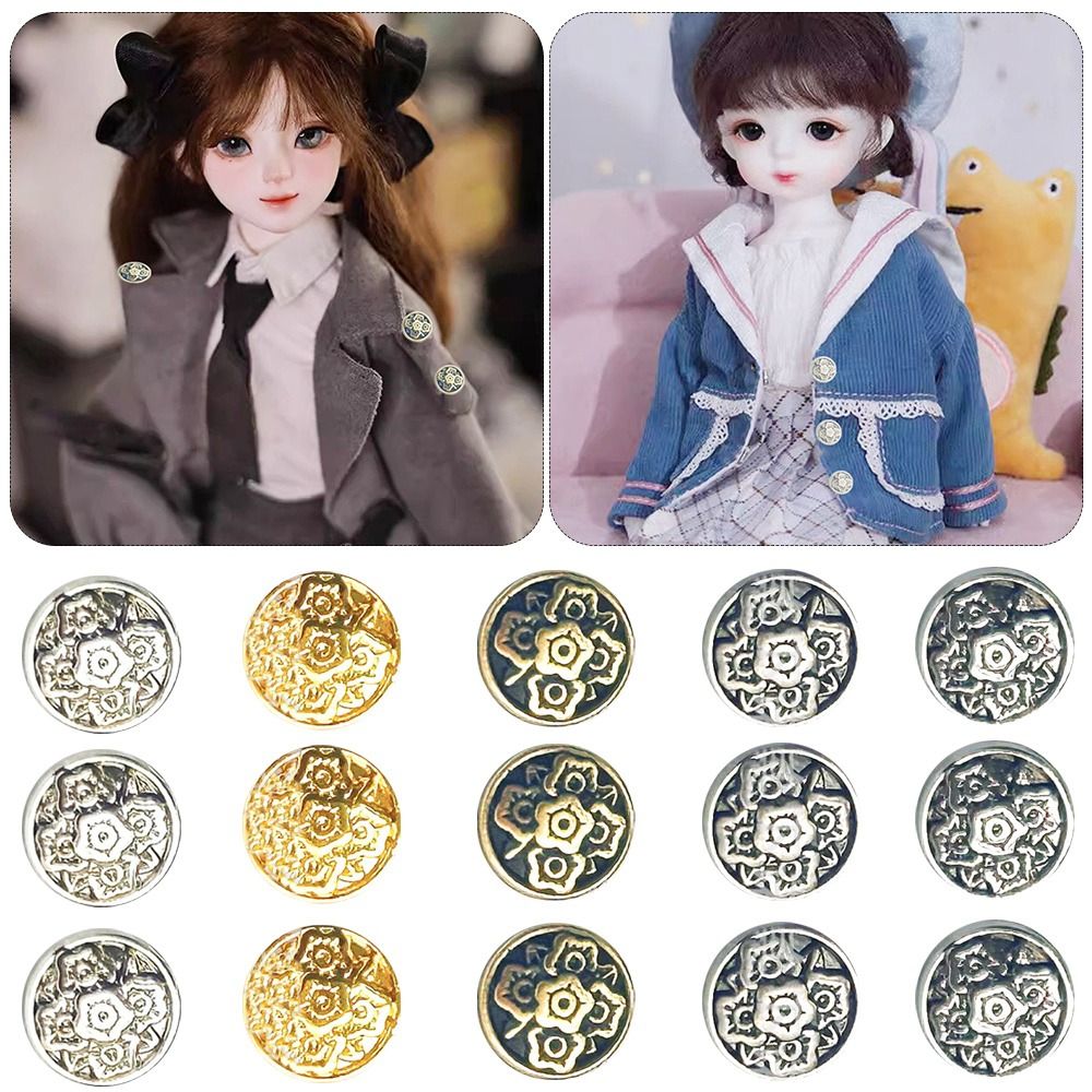 20pcs New 7mm Floral Button Buckle Mini 5 Colors Clothes Metal Buckles Doll Clothing Sewing for 1/6 Doll