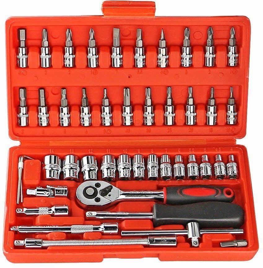 46-in-1 Tool Kit | Socket, Spanner & Wrench Set with Torx Bits for Home, Bike & Car Repair