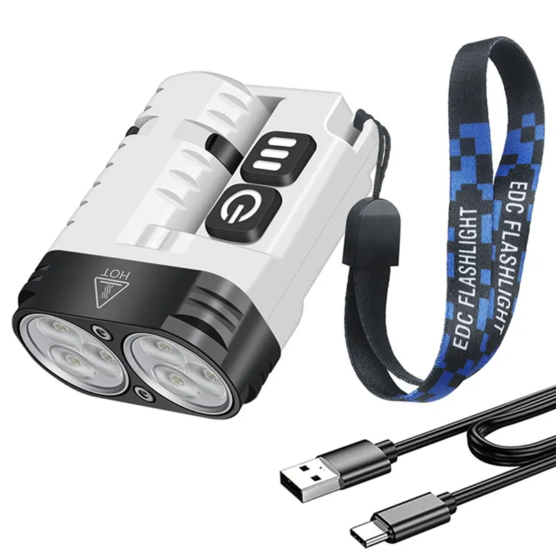 LED Flashlight Keychain Work Light USB Rechargeable Clip Torch - image 1