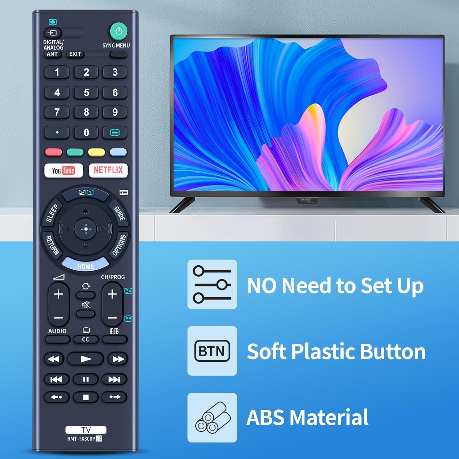 Profesional New RMT-TX300P Replaced Remote fit for Sony BRAVIA 4K TV RMT-TX300B RMT-TX300U KD-65X7000E KD-55X7000E KD-49X7000E KD-43X7000E