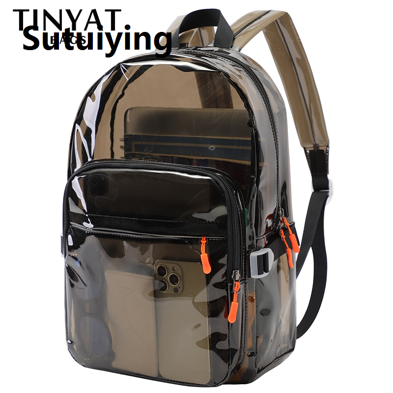 Sutuiying transparent bag TINYAT Heavy Duty Transparent Clear Women's Backpack Sports Travel School Notebook Backpacks Large Capacity Student Bag Girls