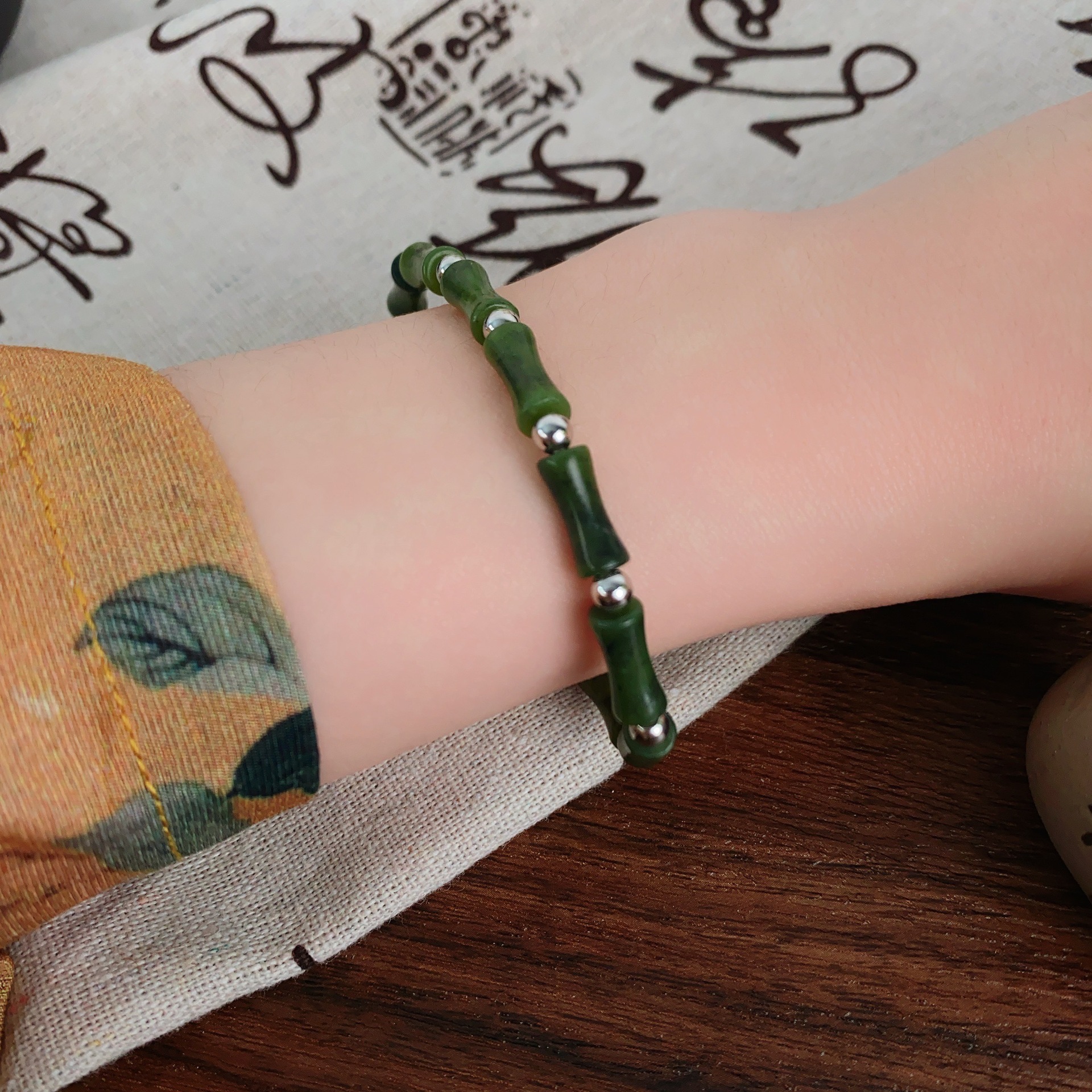 【Top Picks】New Chinese Style Bamboo Bracelet Women's Antique Personalized Stitching Bracelet Men's Niche Design Vintage All-match Bracelet Accessories Trendy
