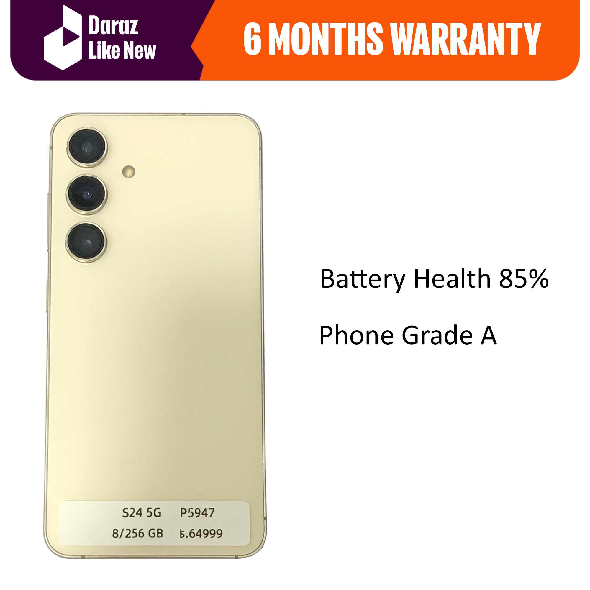 ( Renewed ) Samsung Galaxy S24 - 12/256 GB Amber Yellow - NTA / MDMS Approved