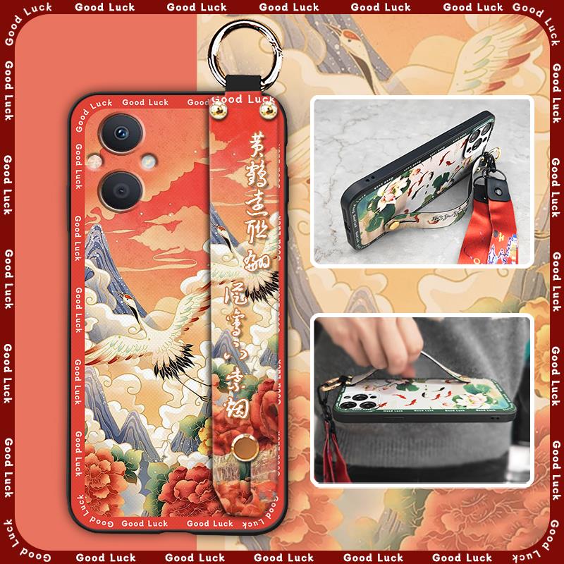 Shockproof Anti-knock Phone Case For OPPO A96 5G/Reno7Z 5G/Reno7 Lite/F21 Pro 5G Silicone Wristband Anti-dust Lanyard