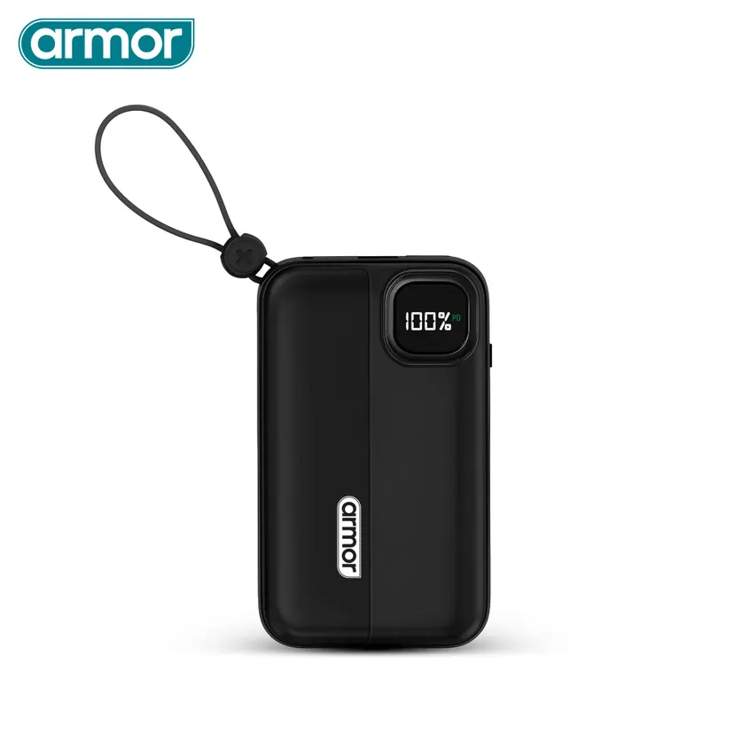 Armor AR-28PD 20000mAh Power Bank | 22.5W Fast Charging | Turbo/VOOC/Warp Support | Dual Built-in Cables (Type-C & Lightning) | Mini Size | Flight Friendly | 400 Days Warranty
