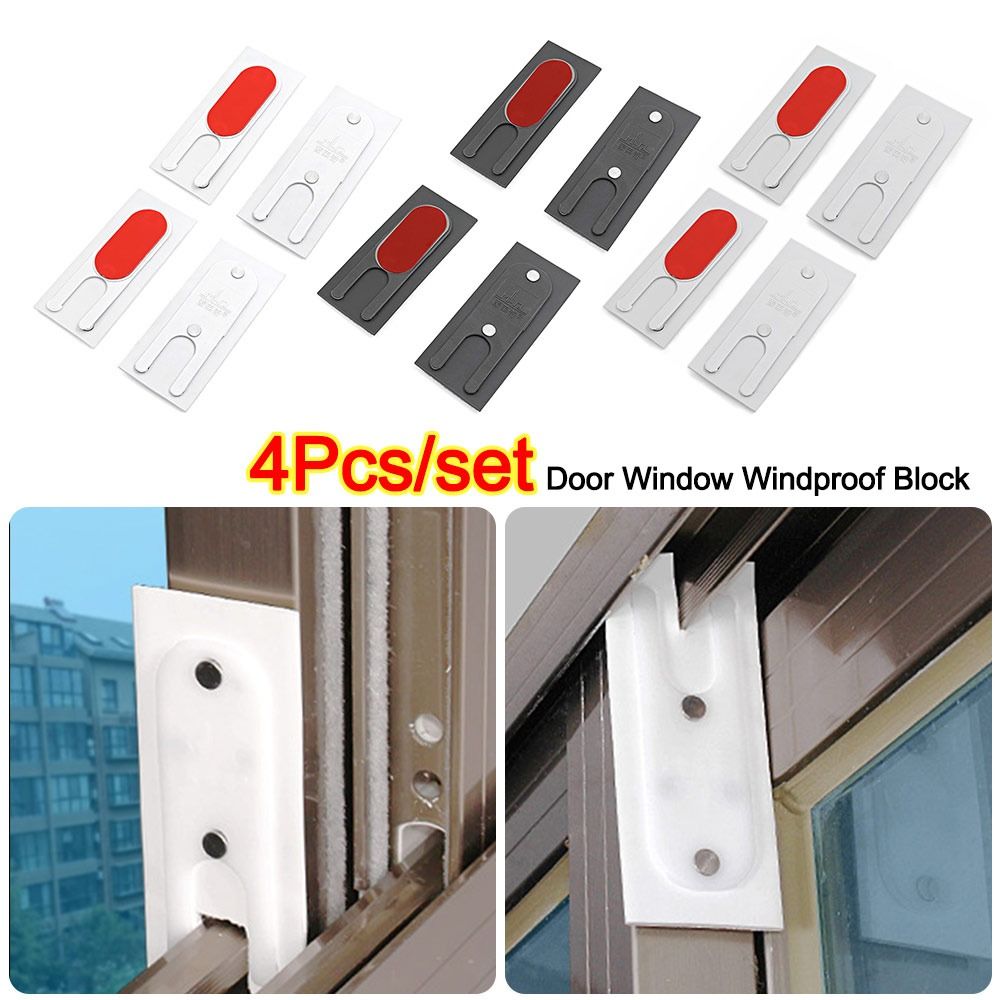 4Pcs/set New Aluminum Alloy Door Window Windproof Block Dustproof Self-adhesive Window Sealing Block Soundproof Push-pull Window Buffer