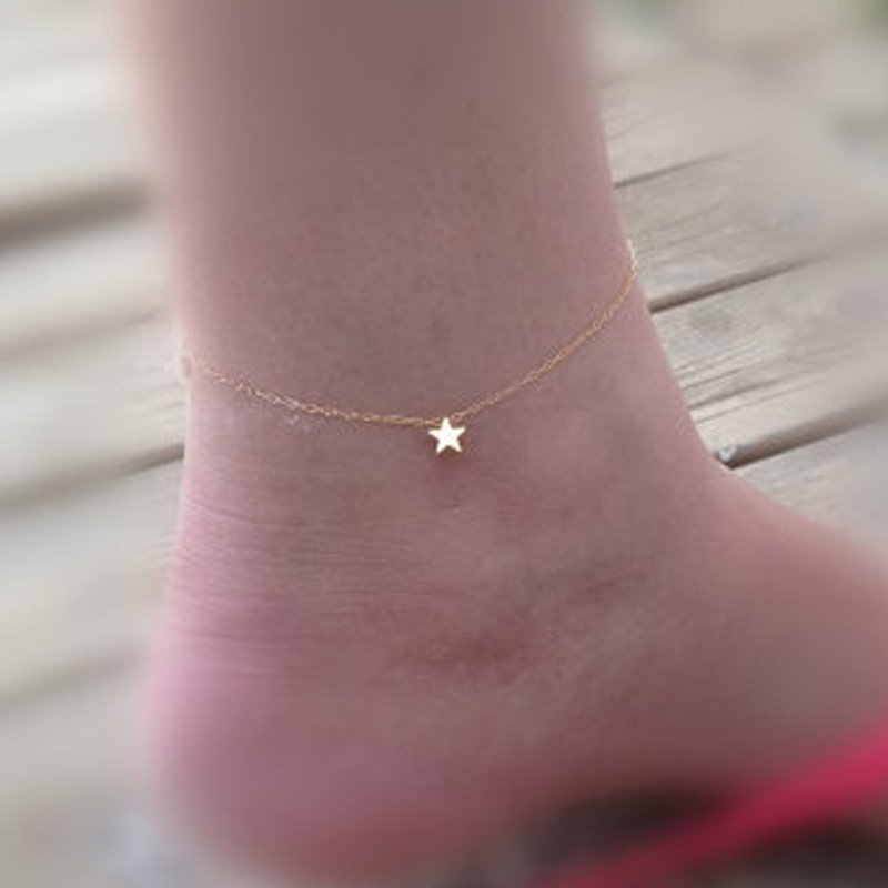 【New Arrivals】Alloy star pendant foot ornaments hot sale new gold plated five-pointed star women's anklet in stock supply