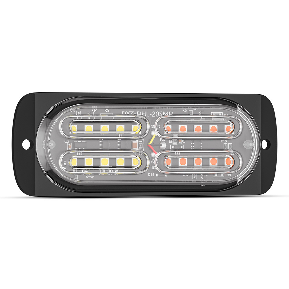 (COKP) 4Pcs 20-LED Emergency Strobe Lights Grill Beacon Flashing Lights Bar for Car Truck Van SUV ATV Mount Amber/White