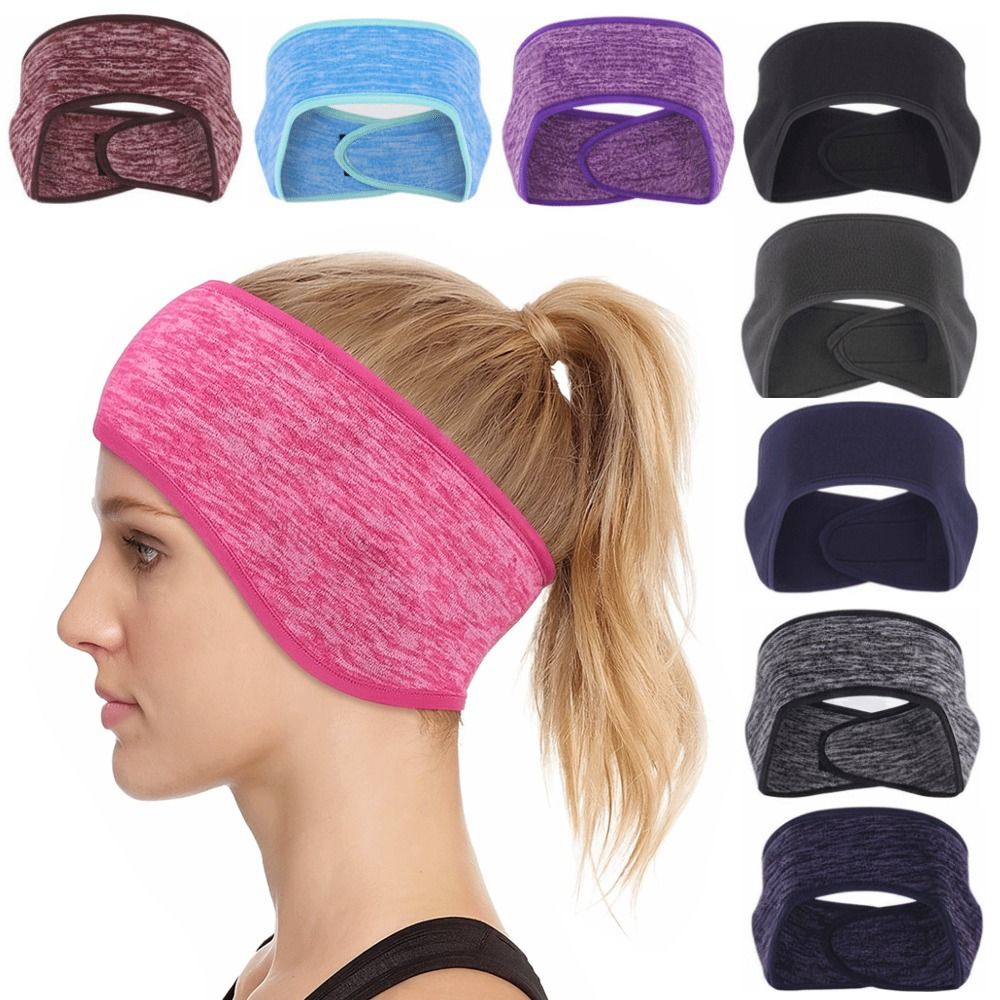 Adjustable Polar Fleece Winter Headband Thermal Breathable Running Ear Muffs Sweat Absorb Windproof Outdoor Headband Winter Outdoor Sport