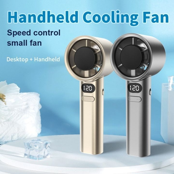 Handheld Fan High-Speed Portable Turbofan USB Rechargeable Electric Fan with Digital Display Support 120-Speeds Infinitely Adjustable Handy Fan for Camping Travel Home Office