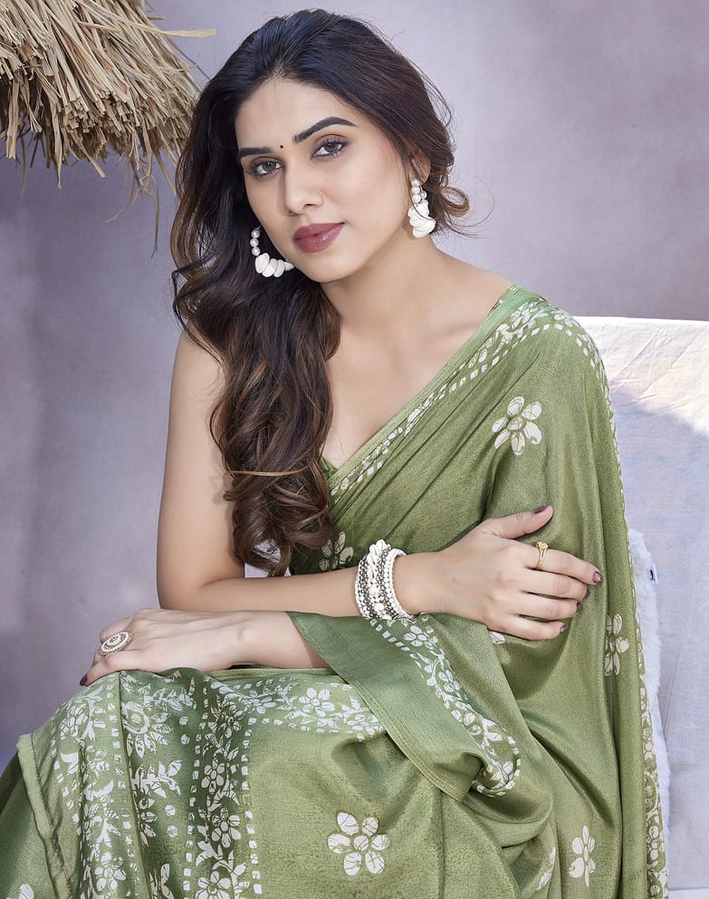Fabdale Floral Printed Art Silk Saree with Blouse | Wedding, Party & Festive Wear (YSHK-001)