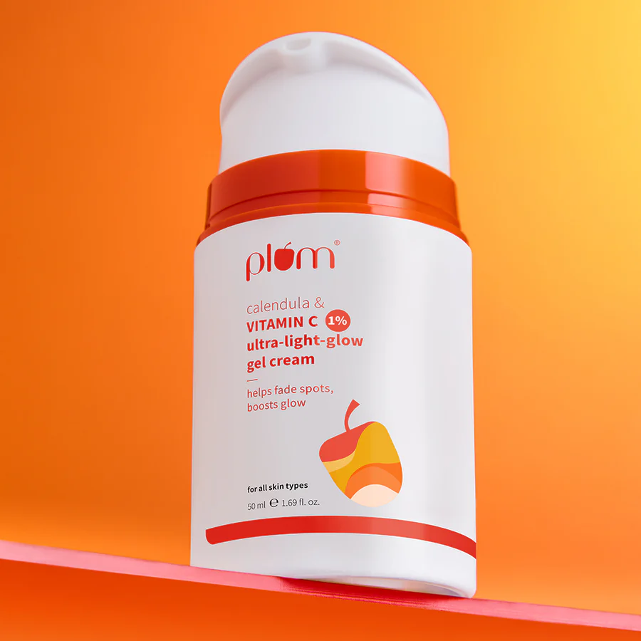 Plum Goodness Calendula & 1% Vitamin C Ultra-Light-Glow Boosting Gel Cream with Alpha Arbutin | 50ml