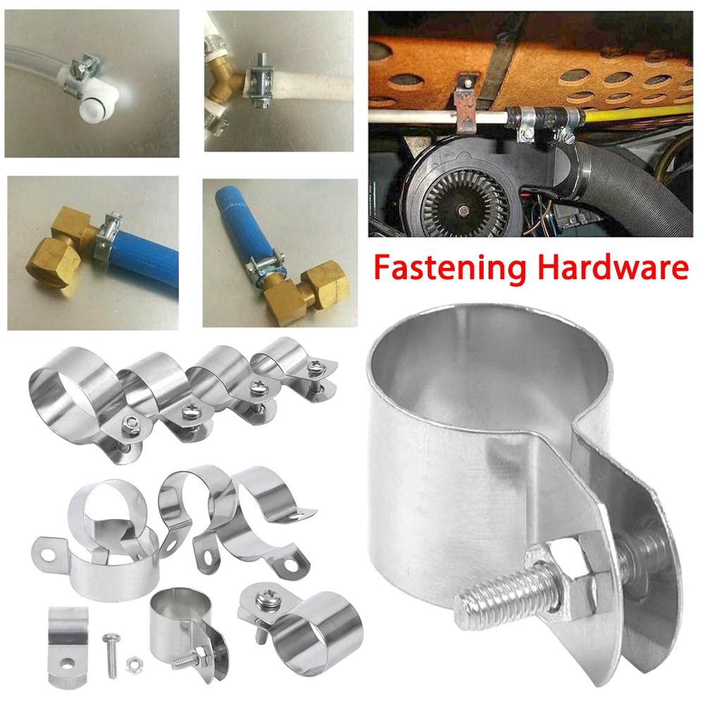 1Pcs Durable with Screws Nuts Hose Clamp Fastening Hardware Horseback Grounding Clip Dia 10mm-60mm 304 Stainless Steel Pipe Buckle