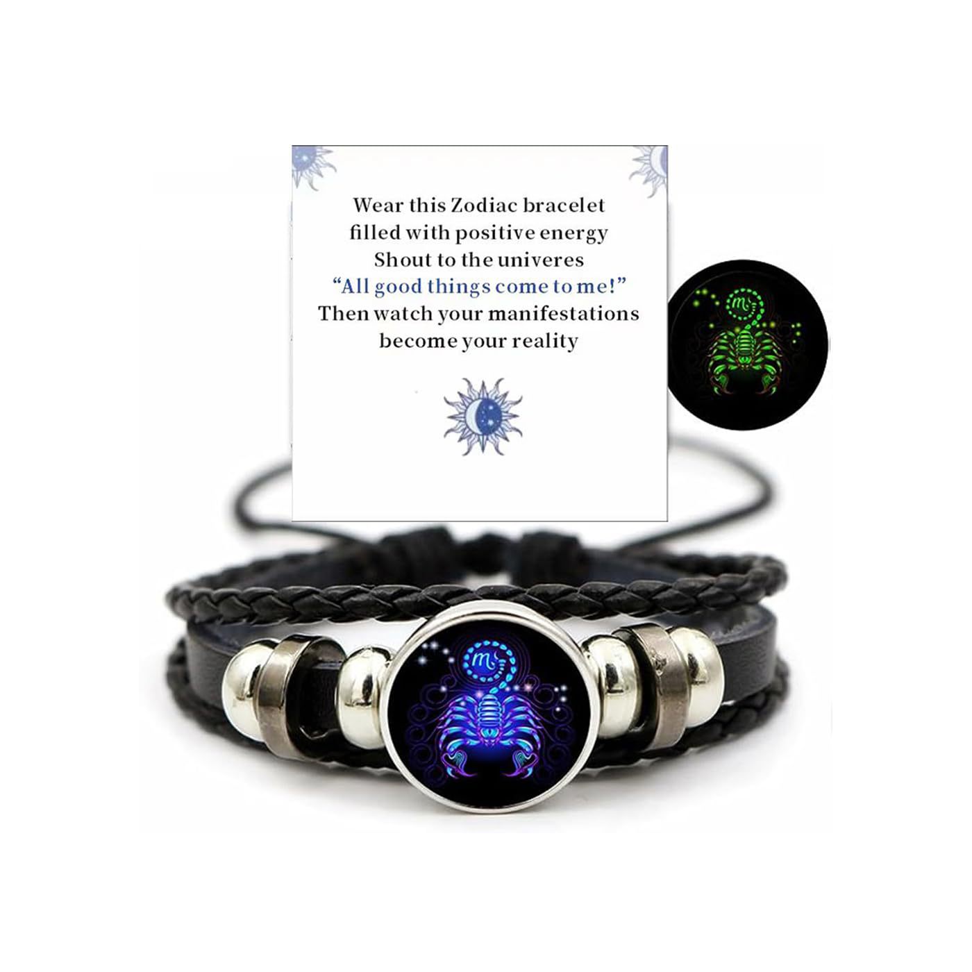 【New Arrivals】Twelve Constellation Bracelet Female Luminous Retro Leather Bracelet Male Student Korean Style Fashion Simple Luminous Bracelet Gift