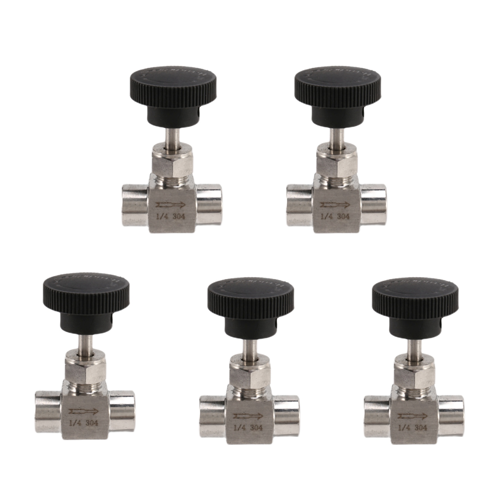 fasdaga 5X 1/4 Inch Equal Female Thread 304 Stainless Steel Flow Control Shut Off Needle Valve