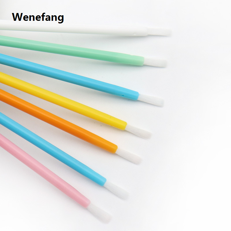 Wenefang 50 pcs Disposable nylon Lip Brush Lipstick Lip Glossy Wands Clean Applicator lip Eyeshadow Gloss Brushes Cosmetic Makeup Tools