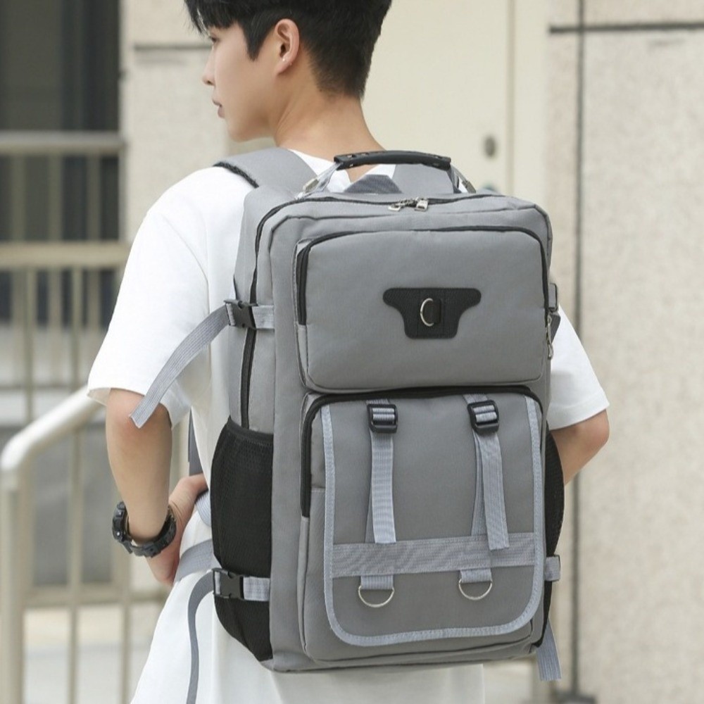Unisex 60L Men's Backpack Large Capacity Waterproof Travel Backpack Oxford Multi Buckle College Schoolbag Trekking