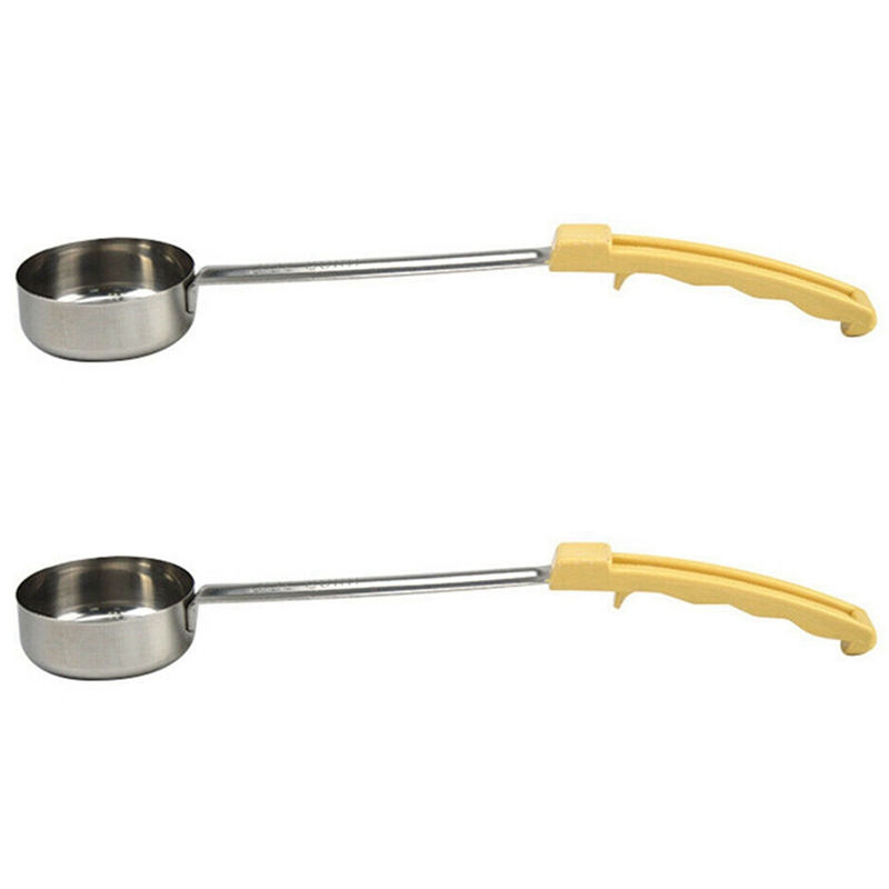 FORIDE 2X Pizza Spread Sauce Ladle Rubber Handle Flat Bottom Kitchen Cooking Spoon Stainless Steel Measuring Stir Soup Spoon
