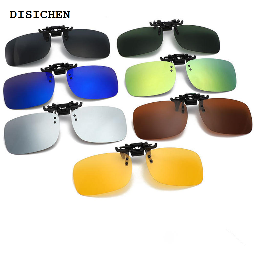 DISICHEN New Clip On Sunglasses Men Polarized Lens Square Metal Night Vision Driving Fishing UV400 Women Optical Glasses Clip New In