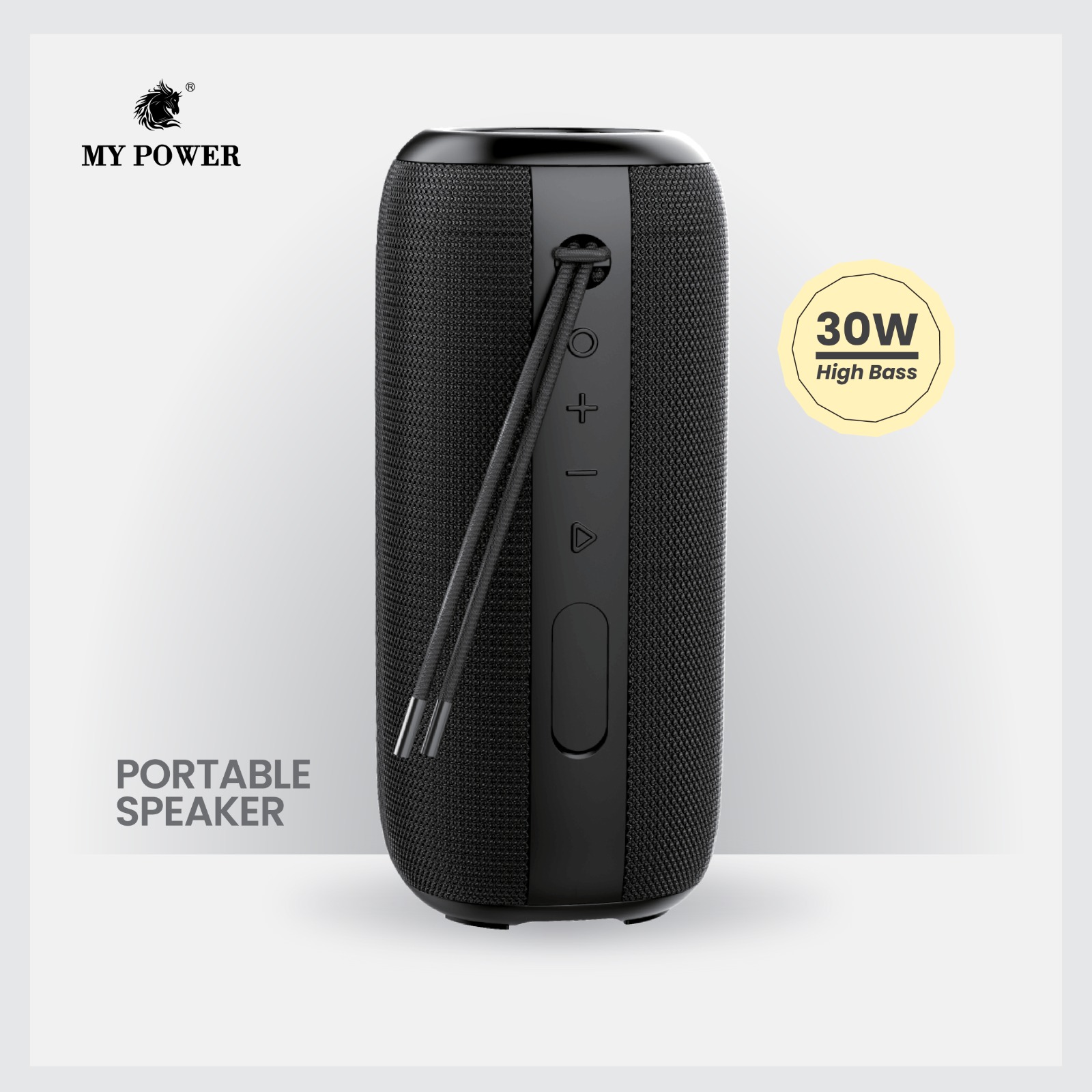 MyPower 30watt speaker| High Bass Speaker |Waterproof IPX6 |Portable Bluetooth Speaker| Bluetooth version 6.0 | 10hrs play time | Fabric Finishing| ms66 Bluetooth Speaker |Black colour