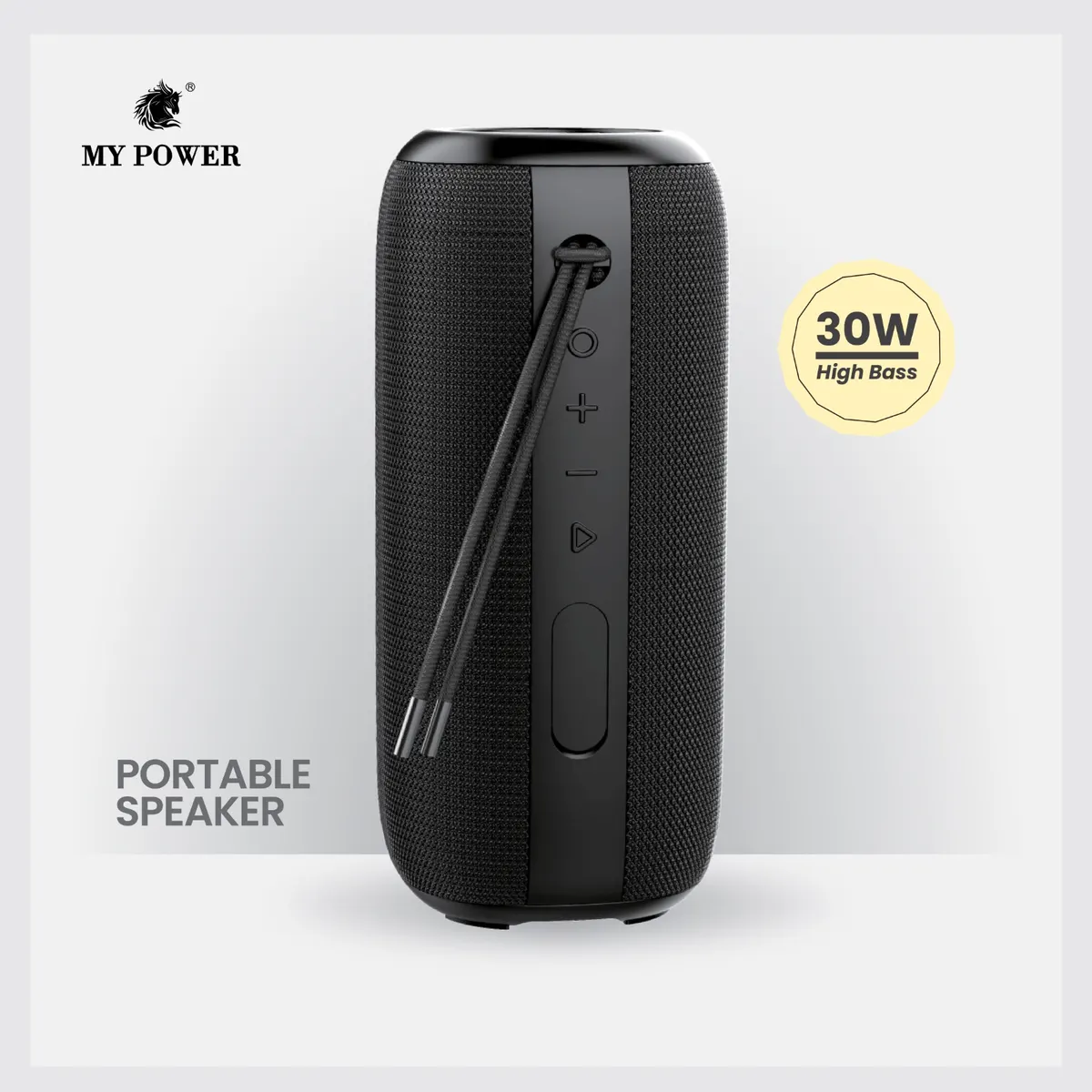 MyPower 30watt speaker| High Bass Speaker |Waterproof IPX6 |Portable Bluetooth Speaker| Bluetooth version 6.0 | 10hrs play time | Fabric Finishing| ms66 Bluetooth Speaker |Black colour - image 1