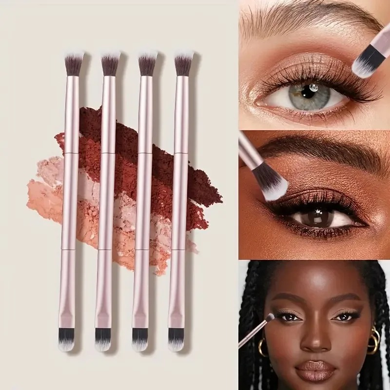1 Pcs Dual-Ended Eyeshadow Brushes - Professional Makeup Brush Set with Flat Shader & Blending Brush, Ultra Soft Synthetic