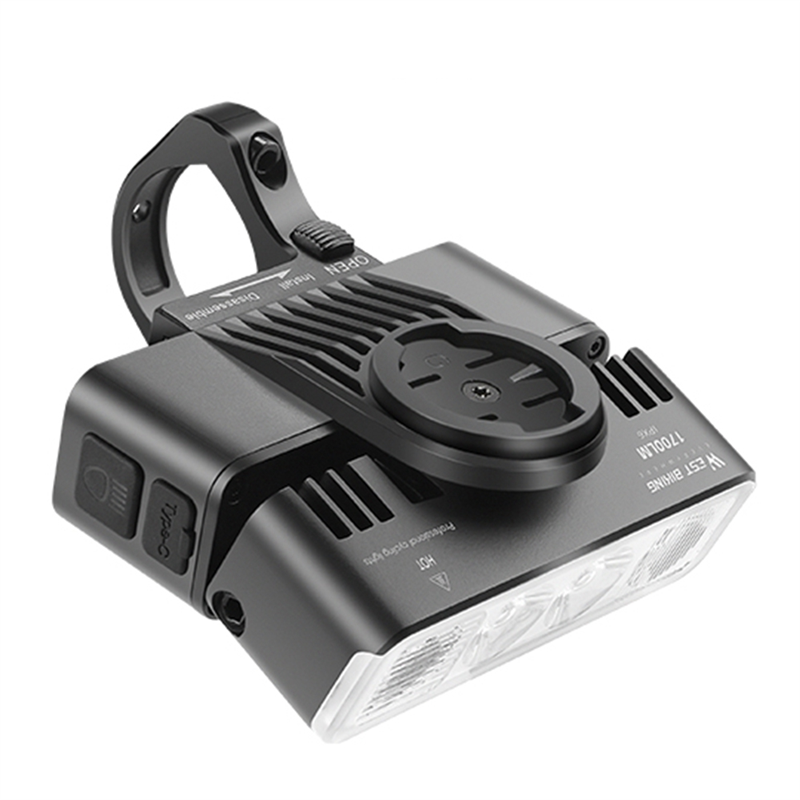 JAERBEE 4 in 1 Multifunctional Bicycle Headlight 1700LM High Brightness Front Light Bike Computer Camera Mount,B