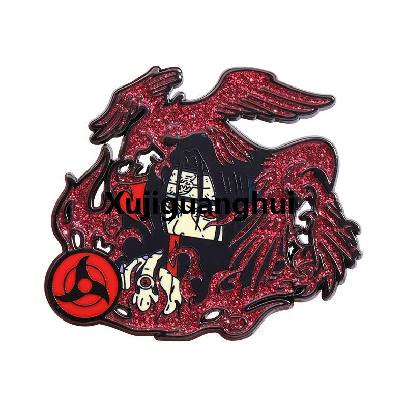 Xujiguanghui （NEW）Japanese Anime Naruto Uchiha Itachi Enamel Brooch Reincarnation Eye Alloy Backpack Badge Gift for Children Clothing Accessories