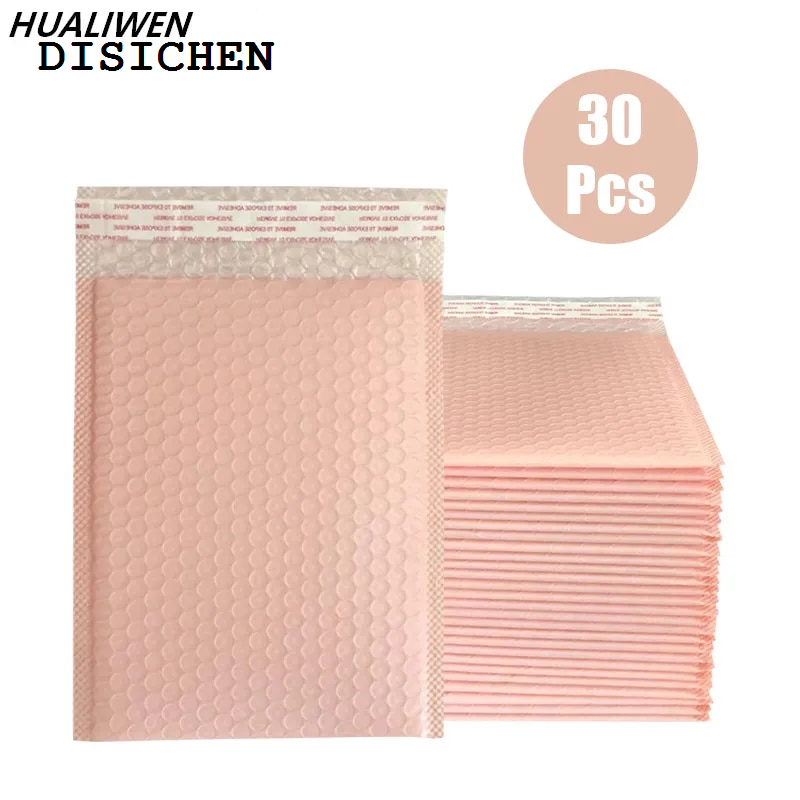 DISICHEN High Quality bubble wrap 30Pcs Pink Poly Bubble Mailers Padded Envelopes Bulk Bubble Lined Wrap Polymailer Bags for Shipping Packaging Maile Self Seal