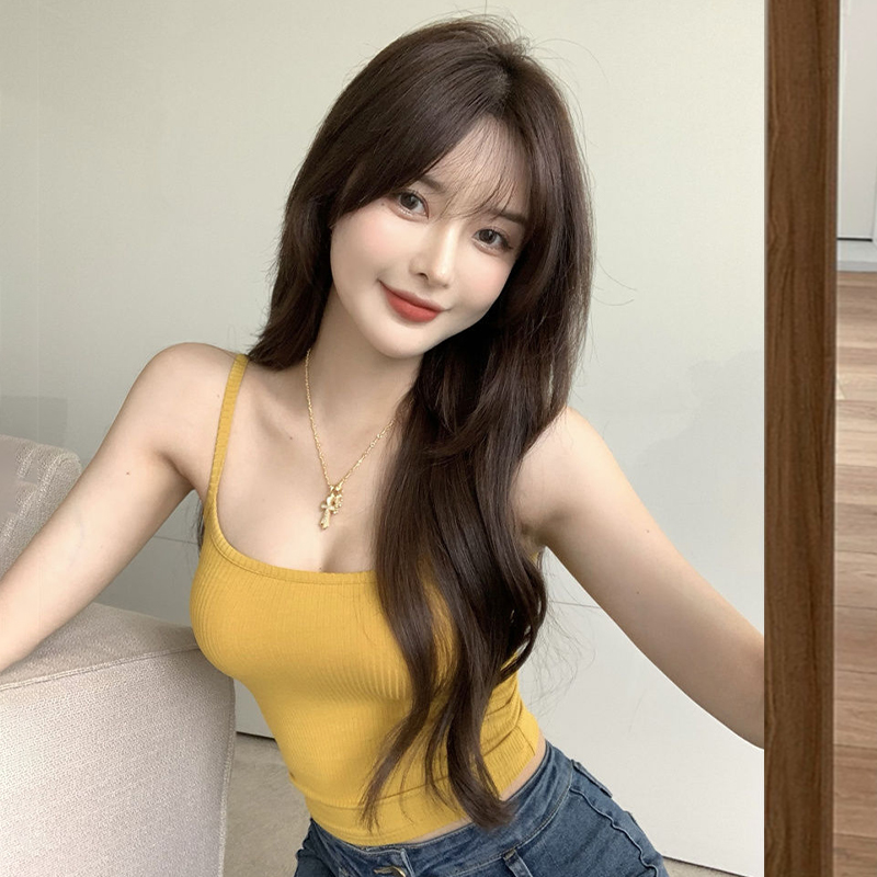 【Fast and Reliable Shipping】 Fashion Hot Girl Yellow Bottoming Small Camisole Women's Inner Wear Summer 2025 New Outer Wear Short Design Top