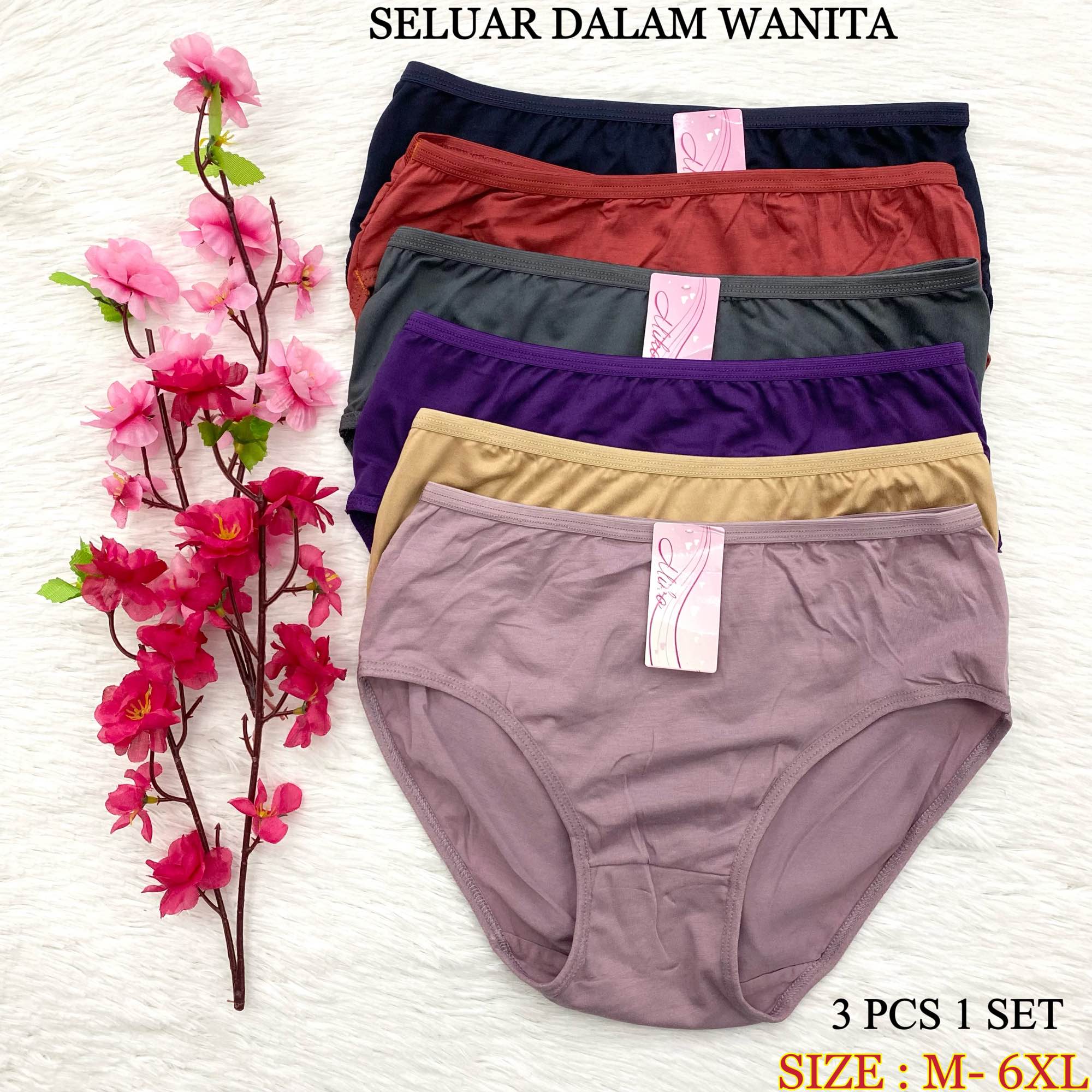 NEW 1720 Ready Stock Women Panties A-1219 pants M-6XL [ Up to 150KG ] 3 in 1 (SET) Underwear