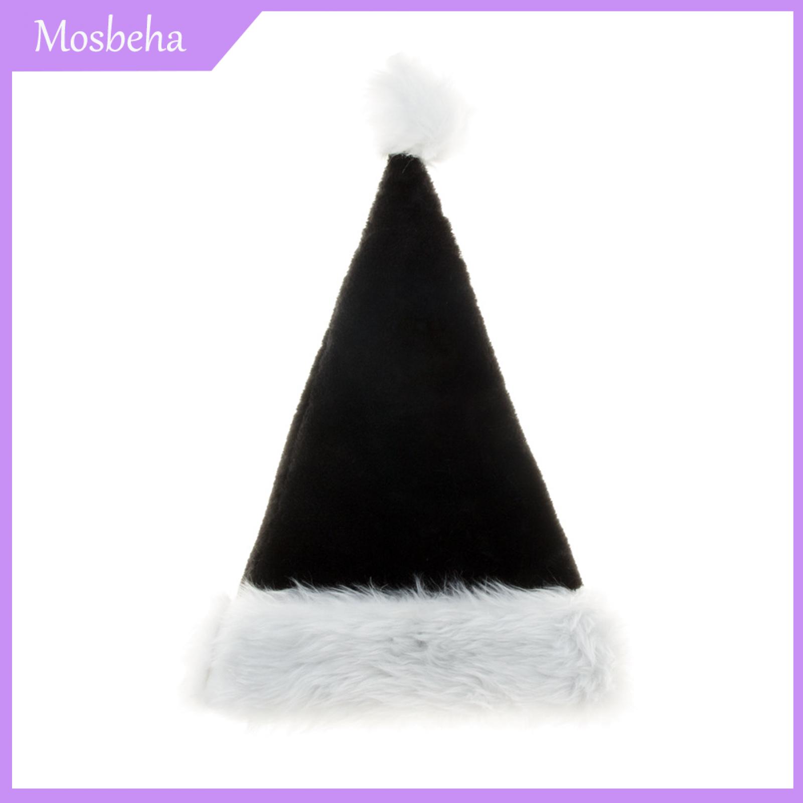 Mosbeha Cosplay Hat Eco-friendly Black Soft Xmas Santa Cap