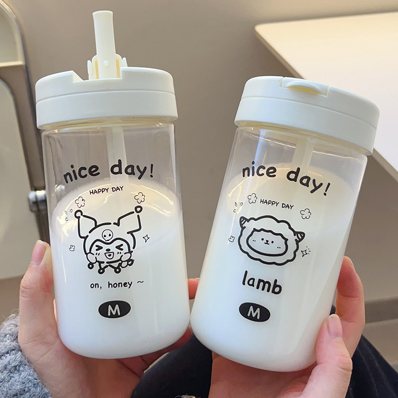 Straw Ins Cartoon Plastic Cup Portable Water Cup Tea Separation 2024 New Cup Eleven