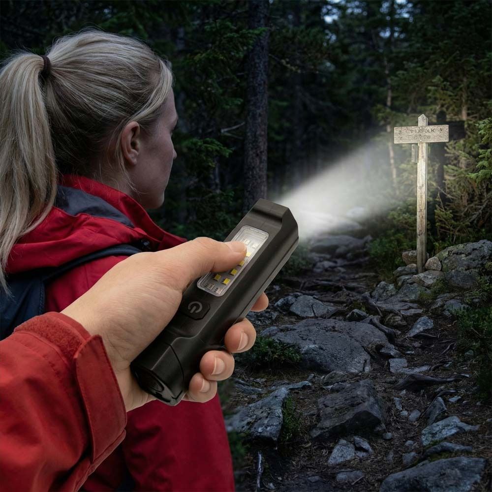 Compact Magnet Bottom Portable LED Flashlight Handheld Long Lasting Mini Camping Lamp Waterproof Side Light Emergency Lighting Hiking