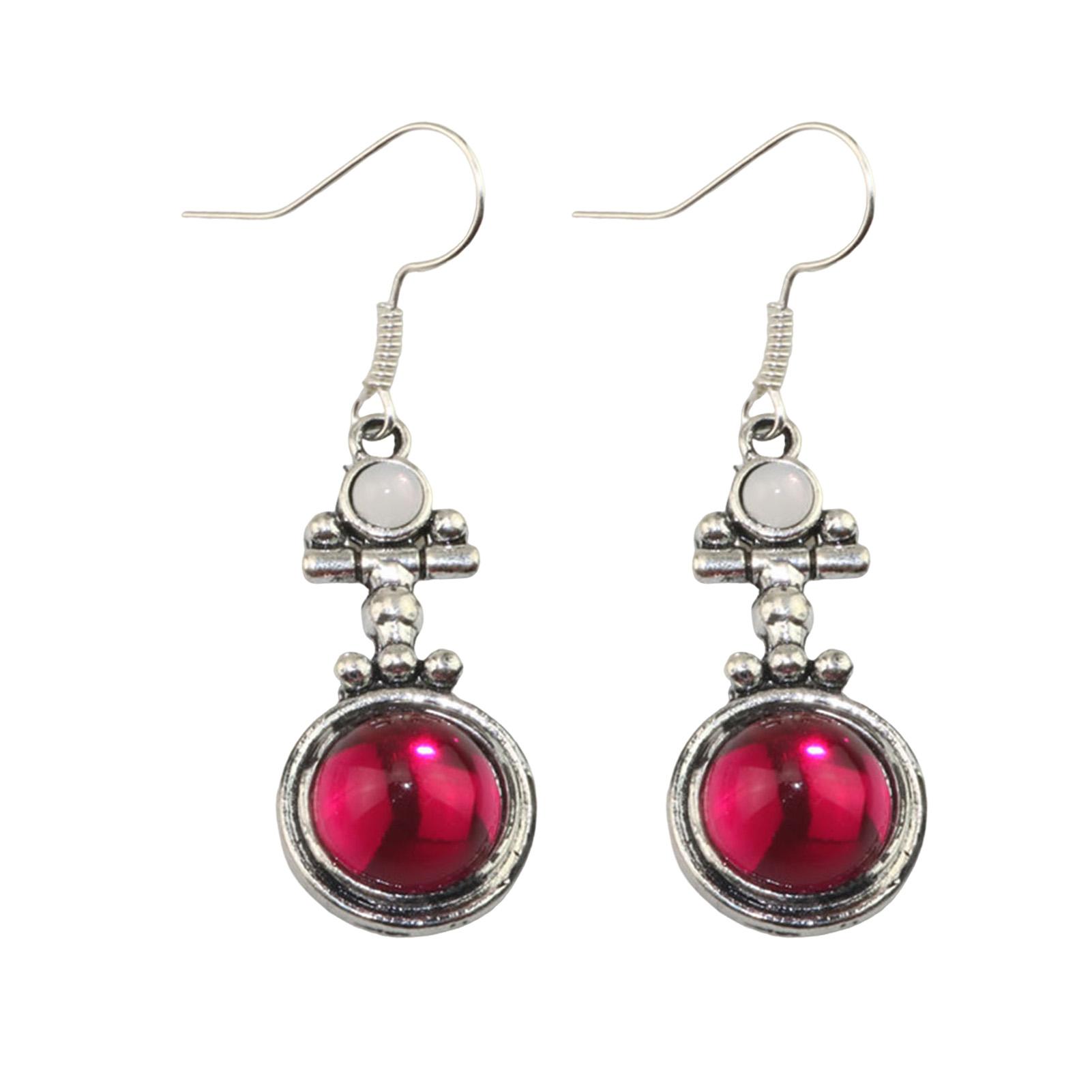 CARAT Bohemian Style Earrings 1 Pair Natural Garnet Drop Earrings Retro Ethnic Style Hook Earrings Polished Smooth Stone for Women for Asia
