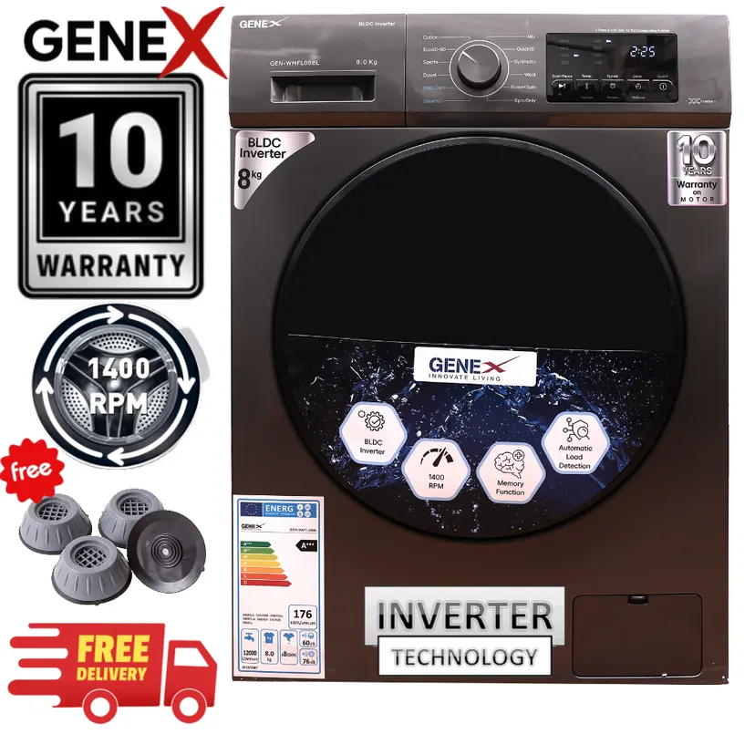 10 kg washing machine Genex Fully automatic Genex - Bldc inverter 1400 rpm