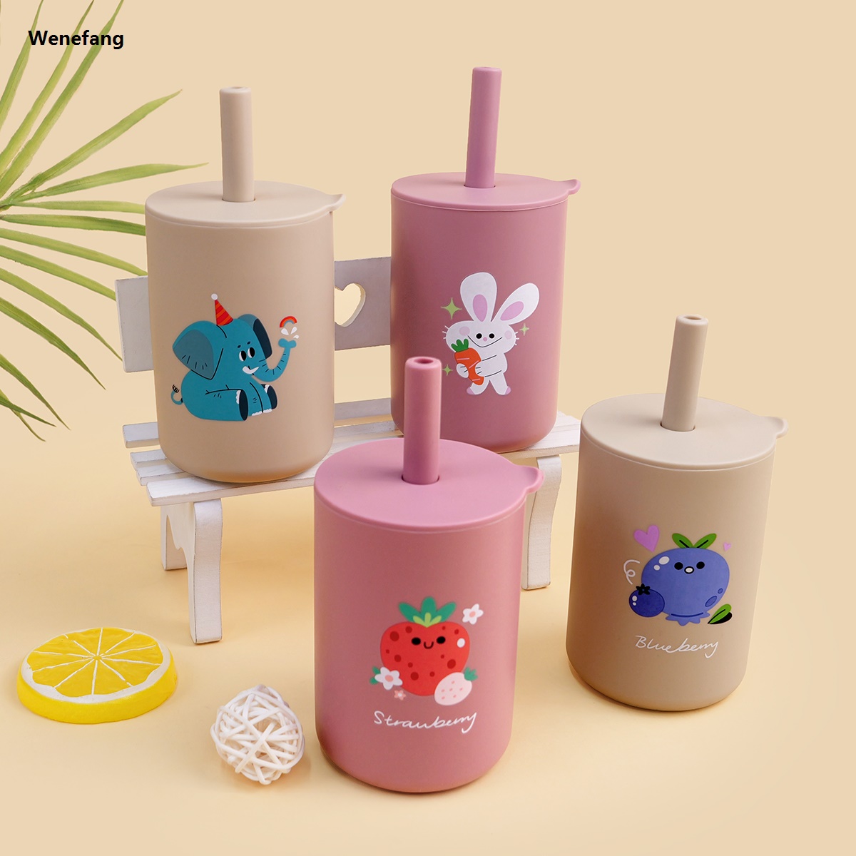 Wenefang 150ML Baby Silicone Cup with Exquisite Pattern Lid Portable Drink 2025 Straw Cup Children Leak-proof Feeding Grandma Bottle Cup