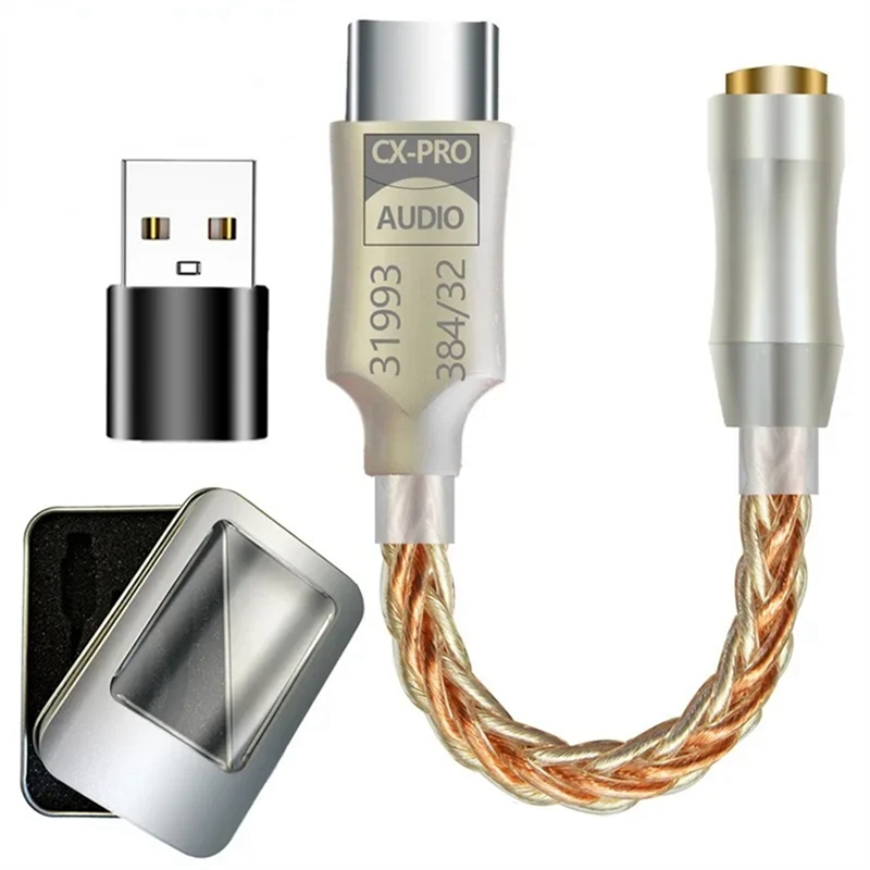CX31993 HiFi DAC Type C to 3.5mm Headphone Amplifier Audio Decoder with USB Adapter Metal B