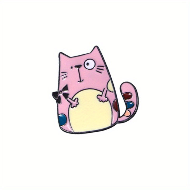 Fashionable kitten enamel pin cute cartoon animal emblem pink decorative design pin suitable for clothing backpacks and accessories a gift for cat lovers