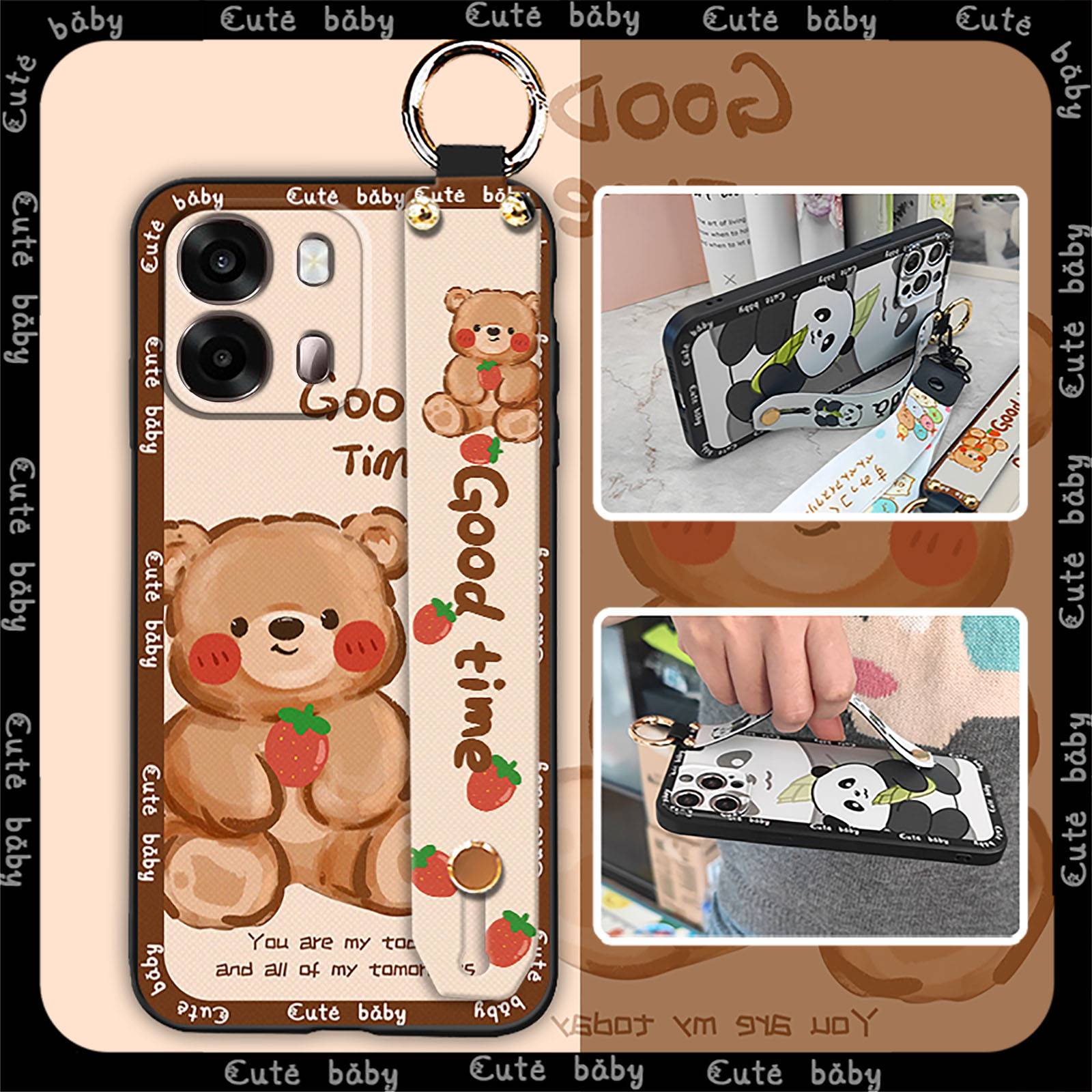 Dirt-resistant Phone pouch Phone Case For OPPO A6S Global Back Cover Fashion Design Kickstand Wristband Cute Soft case