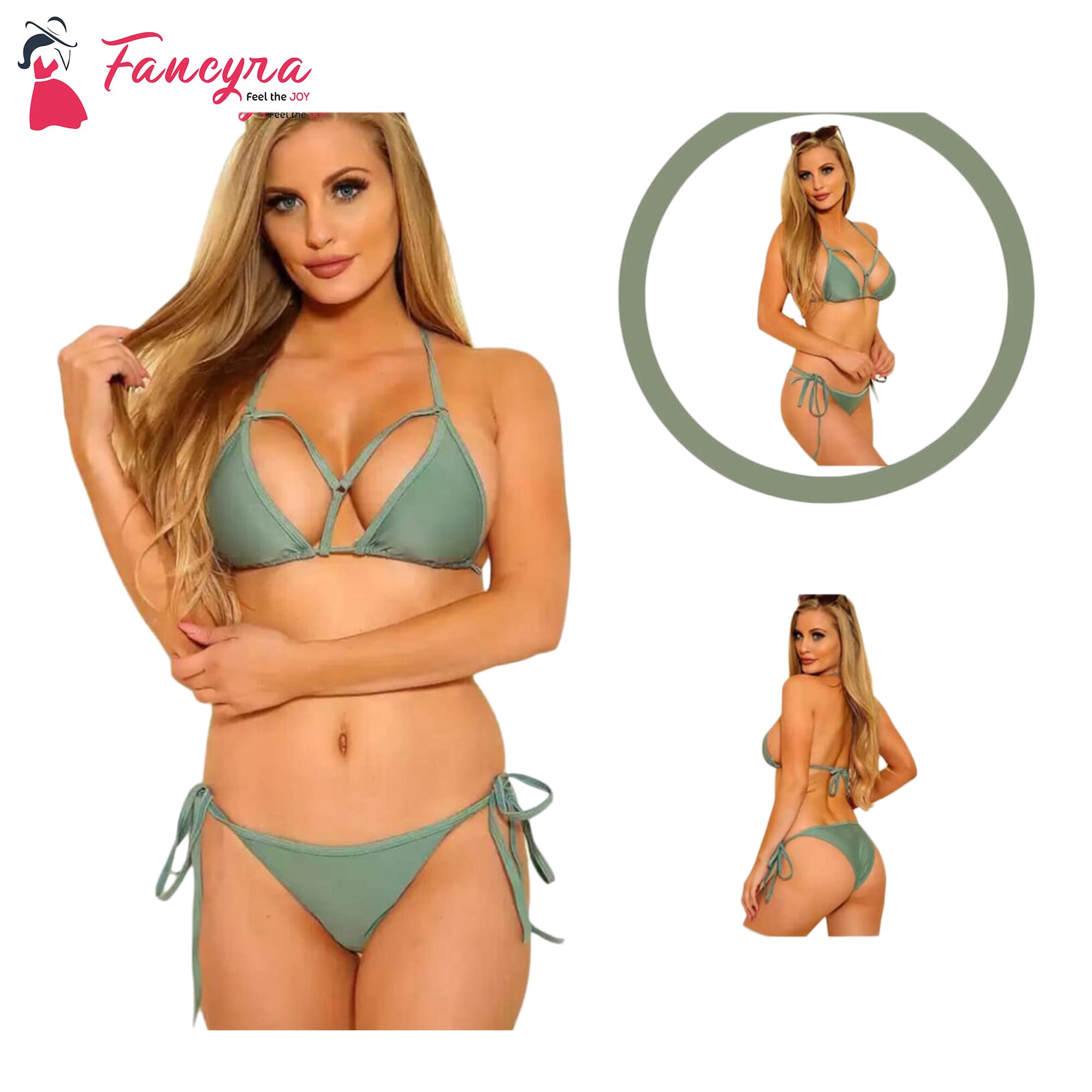 Fancyra Elegant Lace Babydoll Lingerie Bikini Set for Women | Free Size Green Color