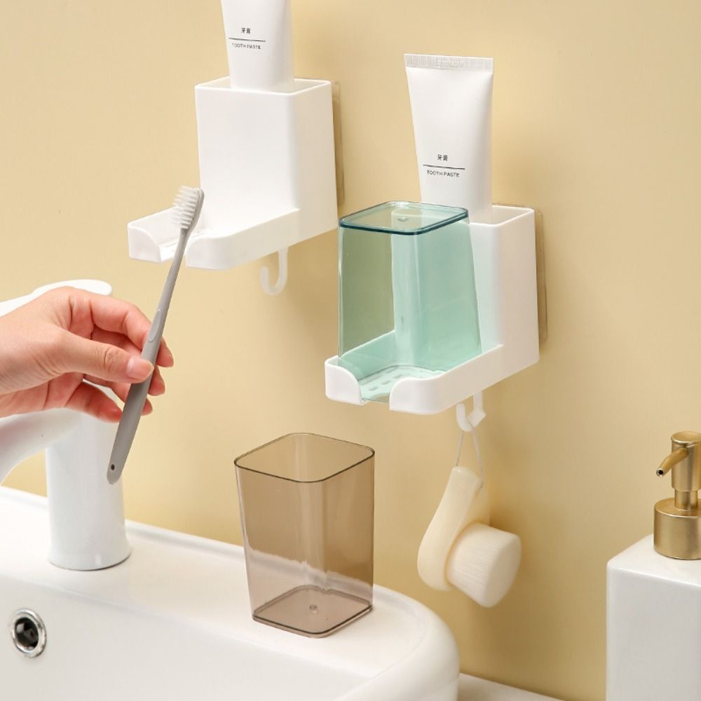 Portable with Cup Mouthwash Cup Storage Shelf Wall Mounted Tooth Brush Storage Box Multifunctional Cute Toothpaste Organizer Cartridge Hiking Camping supplies